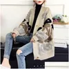 Women'S Sweaters Women Cardigan Letter Pattern Knitted Sweater Korean Street Style Loose Ladies Jacket Spring And Autumn Drop Deliver Dhyot