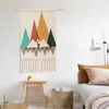 Nordic Style Home Boho Decor bawełny frędzle ręcznie robione tkane ściany wiszący gobelin kolorowy druk ręcznie nakryte dekoracja ściany 240117