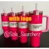 Neonroze elektrisch roze 40oz beker geel oranje neongroen QUENCHER H2.0 roestvrijstalen bekers Bekers met siliconen handvat, deksel en rietje winterroze zwarte automokken