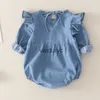 Set Lawadka 0-24m Spring Autumn Nyfödda Baby Boy Girls Bodysuits Denim långärmad spädbarn pojke kläder kläder mode sportkläder H240508