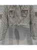 Jaquetas femininas high street est 2024 moda designer jaqueta metal corrente bolso mil pássaro xadrez tweed curto