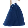 Skirts Layered Tulle Pleated Women Skirt Elastic High Waist Full Lining Korean Style Midi Elegant Party Faldas