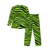 Mäns Sleepwear Green Tiger Lines Pyjama Ställer in djurtryck trendig man långärmad avslappnad lös sovrum 2 bit hemdräkt stor storlek 2xl