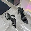 Sandálias conforto sapatos para mulheres 2024 verão luxo salto alto terno feminino bege fivela cinta moda de salto alto preto leat
