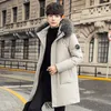 Doudoune à capuche Parkas pour hommes pour mi-long à long duvet de canard blanc Tendance de la mode Veste d'hiver épaisse et chaude pour hommes d'âge moyen et jeunes