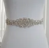 Handgjorda silver strass applikationer bröllop bälte klar kristallsömning på brudträsar bröllopsklänningar Sashes Bridal Accessories7219585
