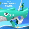 Sand Play Water Fun New Summer Children Toy Cartoon Shark Electric Continuous Water Gun Outdoor Beach Pool Swimming Fight Toy Gift for Boys Girls