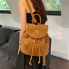Plecaki Burminsa Vintage zamszowy plecak dla kobiet 2023 Trend Projektant anty-kradzież Travel Bagpack Teenage Dziewczęce Torby Szkoły Brąz