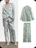 Women's Two Piece Pants Pant Sets Floral Suits For Women Blazer Coats Long Sleeve Printed Female 2 Suit Elastic Waist Trouser 2024 Spring