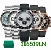 Day tona 116500 Часы Высококачественные мужские дизайнерские часы 40 мм с автоматическим механизмом, водонепроницаемые с зеленой коробкойUPTE #