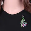 Brooches Fashion Blue Green Peacock Brooch Pins Silver Color Animal Trendy Alloy Rhinestone Woman Female Wedding Party Special Gift