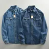 Heavyweight rétro tenue décontracté hommes chemise manteau lavé Denim Blouse Cargo jean surdimensionné hauts résistant à l'usure vêtements en vrac 240117