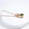 Pendentif Colliers Kinel Round Emerald Collier Femmes 585 Rose Gold Couleur Naturel Zircon Accessoires Haute Qualité Quotidienne Fine Bijoux