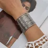 Многослойные металлические браслеты в стиле панк с завязками, браслеты для женщин, винтажные преувеличенные золотые браслеты с широкими открытыми манжетами, ювелирные изделия