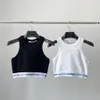 Zomer damestanks camis borduurwerk tanktop korte slanke navel blootgestelde outfit elastische sport gebreide tanktops