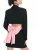 Backless Blazers Dres Long Sleeve Elegant Casual Y2k Mini Office Lady Korean Summer Chic 240116