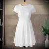 Casual Kleider Frauen Elegante Aushöhlen Spitze Kleid Büro Dame Sommer Solide Oansatz Button Up Schärpen Midi Weibliche Chic Kurzarm