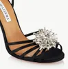 Berömda sommar stardust sandaler skor kvinnor lady aquazzura party bröllop klänning sandalias party bröllop juvelerad blomma-embellation höga klackar eu35-43