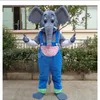 고품질 바지 코끼리 마스코트 의상 만화 애니메이션 테마 테마 캐릭터 유방 성인 크기 광고 소품 크리스마스 파티 야외 복장 정장