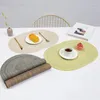 Table Mats Non-slip Oval Shape Placemats Insulation Pad Home Hand-woven Decorative Mat Dining Plate Desktop Decoration