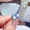 알레르기 무료 925 실버 라이트 블루 토파즈 스터드 이어링 6x8mm 총 1.4ct 천연 토파즈 이어링 3 층 18k 골드 도금