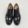 Scarpe eleganti Autentica pelle di pancia di coccodrillo Colore dipinto a mano Derby casual da uomo Vera pelle di alligatore maschile Oxford da lavoro