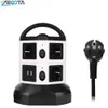 Power Cable Plug Tower Power Strip Vertical Outlets EU Electric Plug Sockets USB Ports Individually Switches 1.8m/6ft Retractable Extension Cord YQ240117