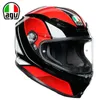 Capacete de motocicleta italiano Agv aberto de rosto inteiro feminino k fibra de carbono capacete completo masculino quatro estações universal anti nevoeiro capacete de corrida 1J0P