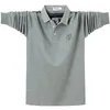 Polo a maniche lunghe da uomo Polo primavera autunno Plus Size 6XL Polo in cotone tinta unita moda casual Nero Verde Navy 240117