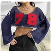 Kvinnors blusar Skjortor Spring and Summer Women's Pullover Round Neck Hollow Out Digital Printing Short Sweater Knitwear Fashion Casual Sexy Tops YQ240117