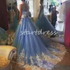 Vintage azul gótico vestido de noiva 2024 sexy querida uma linha branca apliques varredura trem país vestidos de noiva elegante jardim boêmio igreja vestidos de novias