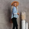 Spring Autumn Loose Street Hipster Women Denim Jacket Burrs Long Sleeve Kort kappa för jeans Plus Size Outwear 240116