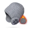 Береты для мужчин и женщин, уличная теплая шапка с зимней каймой, утолщенная шерстяная вязаная морозостойкая шапка с охотничьими ушками