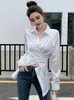 Camicette da donna Camicie eleganti e chic Donna Casual Bianco Incrociato in vita con spacco Top Feminino Stile coreano Street All-match Abiti di moda