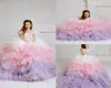 Luxury Feather Ball Gown Flower Girl Dresses For Wedding Pärledspets Appliced ​​Toddler Girls Pageant Dress Kids Formal Wear Prom G6291427