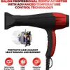 Professional Ionic Salon Hair Dryer 2200W Powerful AC Motor Ion Blow Quiet Hairdryers with 2 Concentrator Nozzle BlackRed 240116