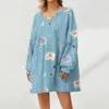 Casual Dresses Women'S Floral Print Dress 2024 Spring Straight Fashion V-Neck Long Sleeve Sweatshirt Loose Versatile