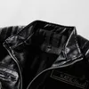 Herrens höst- och vintermän högkvalitativ modeklocka PU Läderjacka Motorcykelstil Casual Jackets Black Warm Overcoat 240116