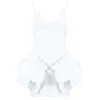 Robes décontractées de base Femmes Blanc Mini Robe Y Spaghetti Strap V Cou Volants Celebrity Fête De Noël Bandage Robe 210527 Drop Dhpj9