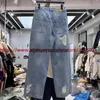 Mäns jeans tvättade skadade jeans byxor män kvinnor hög kvalitet vintage trusersephemeralew