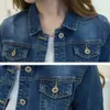 Kort denimjacka Autumn Winter Women White Wash Long Sleeve Vintage Casual Jean Jacket Bomber Coat Tattered 240116