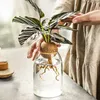 Vases Modern Vase With Cork Lid Home Decoration Tabletop Ornament Transparent Hydroponic Plant Vessel Creative Greenery Growing Bottle YQ240117