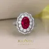 Bagues de cluster Désir Ruby Bague Femme Corindon rouge et Jade Light Luxe Petit Design Sens de haut niveau