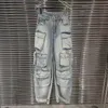 Pantaloni cargo lavati multitasche per l'industria pesante Donna Y2K Jeans vintage larghi a gamba dritta larghi a vita alta 240116