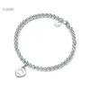 Anhänger Luxusschmuck Designer Tiffanyitys Charm-Armbänder Beliebte S925 Silber 4 mm runde Perlen Herzförmiges Armband Dickere Bodenbeschichtung Boud 05zc