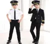 90160cm Kids Pilot Costumes Carnival Halloween Party Wear Flight Attendant Cosplay Uniforms Children Aircraft Captain Clothes8392984