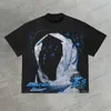 Homens camisetas Harajuku ins impressão quente oversized camiseta gótico camisas de algodão casais americano rua gráfico y2k top goth mulheres roupas t240117