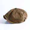 Basker retro brittisk stil sboy cap män bomull ascot caps khaki manlig vår sommar vintage märke åttkantig lägenhet