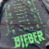 Camisetas para hombres Vintage Justin Bieber T Shirt Hombres Mujeres Mejor Calidad Lavado Negro Top Tees T-shirtyolq