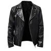 Men's Jackets 2024 Fall/winter Simple Red Lapel Men Leather Jacket Korean Slim Plus Size Hip Hop Motorcycle